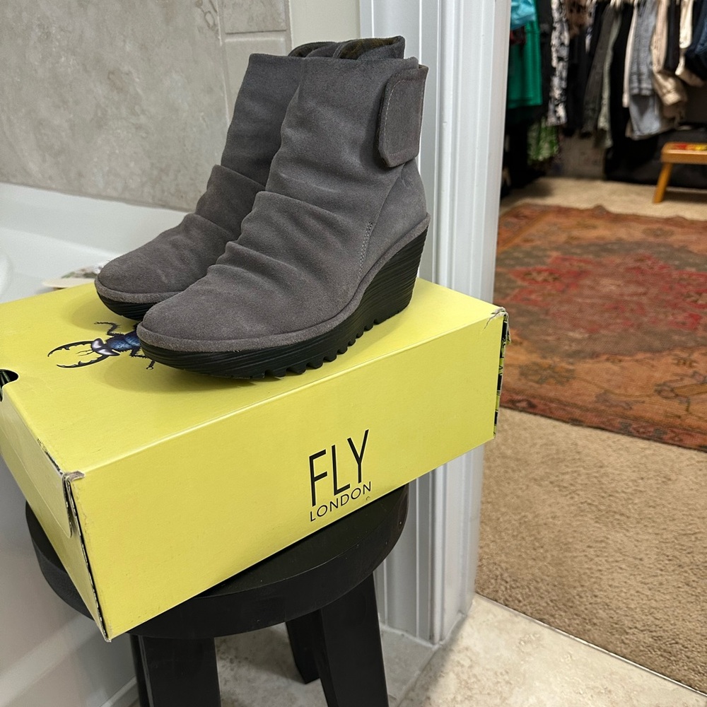 Fly London Gray Wedge Shoes